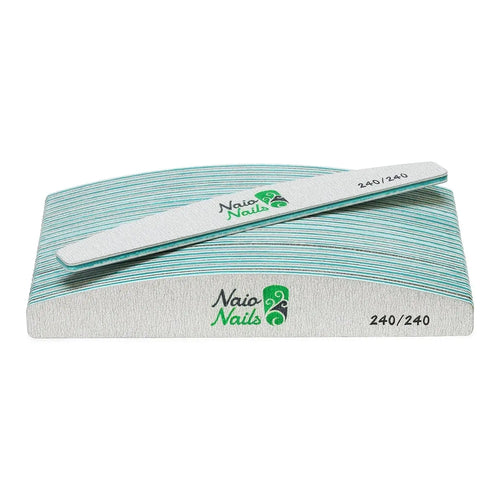 Förpackning med 25 - Zebra Grå Halvmåne 240/240 Korns Nagelfilar