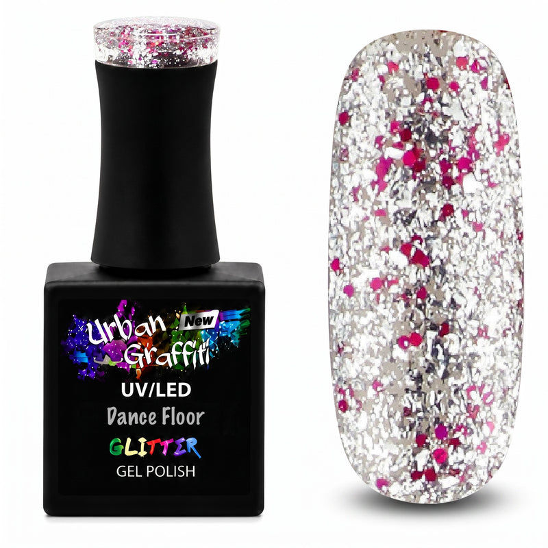 Dance Floor - UGGP-A0909 Rosa och silverglittrigt gellack Urban Graffiti 15ml