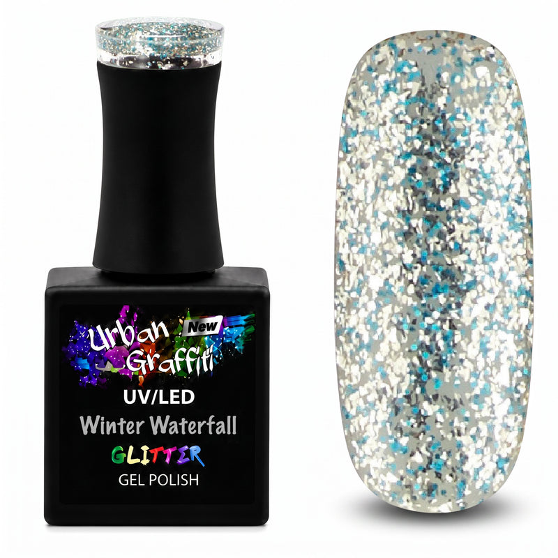 Vernis Gel Paillettes Bleu et Argent Urban Graffiti UGGP-A0912 Winter Waterfall 15ml