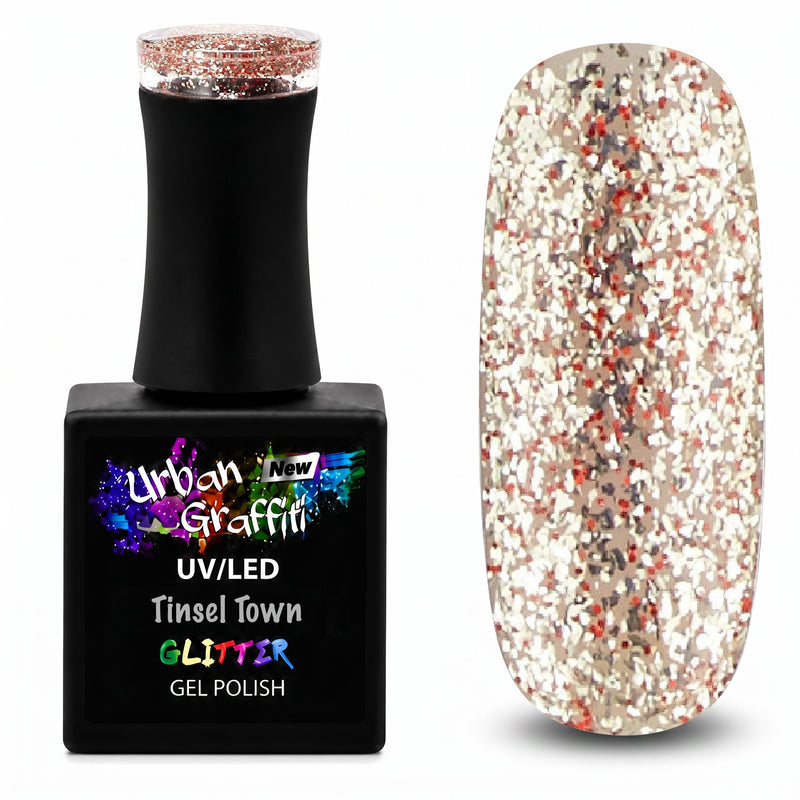 Tinsel Town - UGGP-A0913 Vernis Gel Pailleté Or et Rouge Graffiti Urbain 15ml