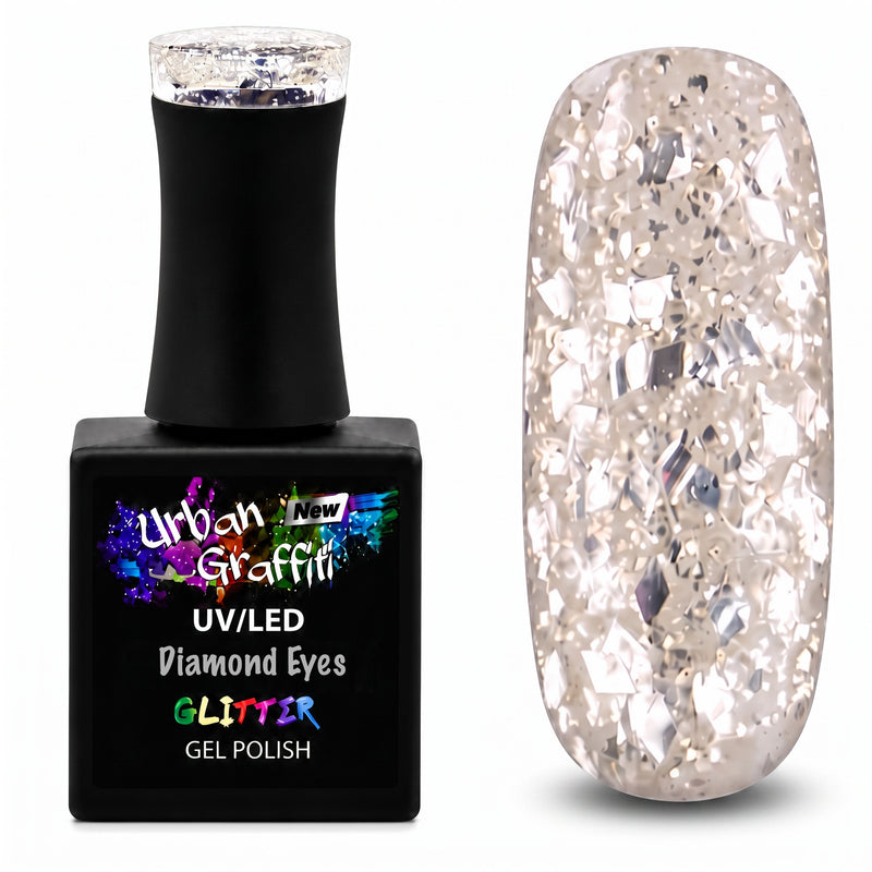 Diamond Eyes - UGGP-A0923 Vernis Gel Pailleté Argent Graffiti Urbain 15ml