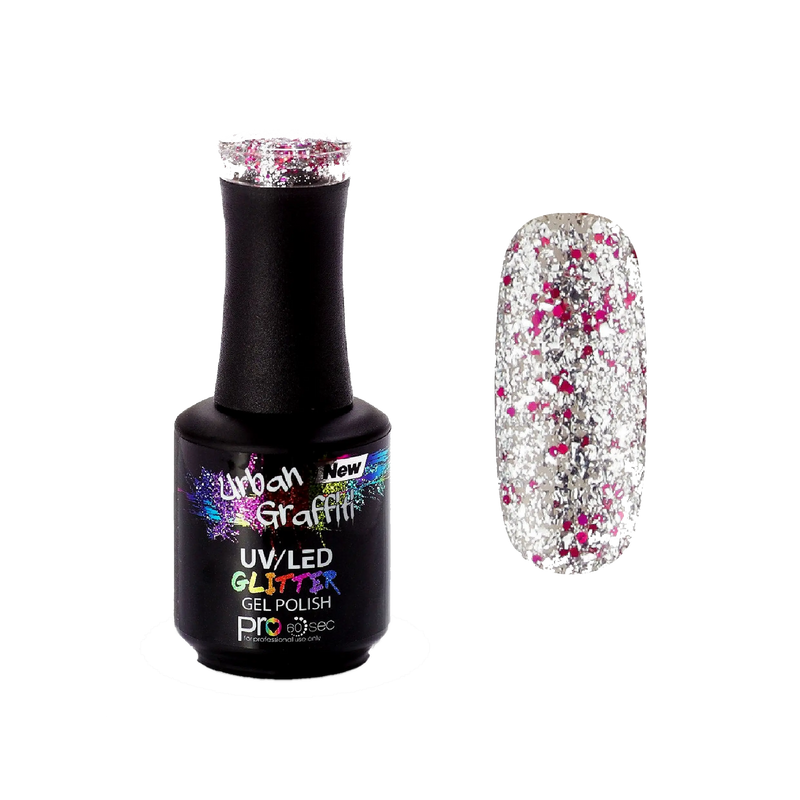 Dance Floor - UGGP-A0909 Rosa och silverglittrigt gellack Urban Graffiti 15ml